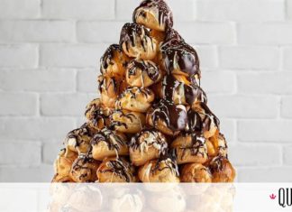 Croquembouche με πατισερί λευκής σοκολάτας