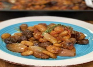 Λαχταριστά κάστανα στιφάδο με γίγαντες από την Αργυρώ Μπαρμπαρίγου