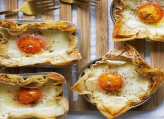 Κολασμένη συνταγή που “λιώνει” στο στόμα – Ψητά αυγά σε φύλλο κρούστας με σαγανάκι