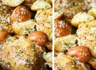 Βάζει στη γάστρα κοτόπουλο μαζί με πατάτες και σκόρδα και τα βάζει στο φούρνο για 7 ώρες – Το αποτέλεσμα; Θεϊκό!