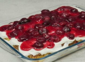 Δροσερό γιαουρτογλυκό ψυγείου με τυρί κρέμα και κεράσια – Εύκολη συνταγή