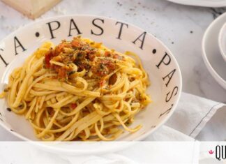 Πεντανόστιμα λιγκουίνι με πέστο ντομάτας