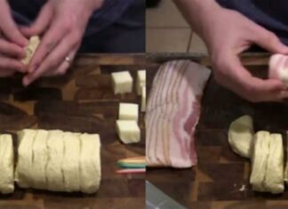 Γεμίζει κομματάκια ζύμης με τυρί και τα τυλίγει με μπέικον – Θα γλείφετε τα δάχτυλά σας