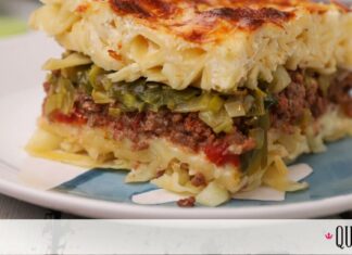 Παστίτσιο με κιμά, πράσο και χυλοπίτες