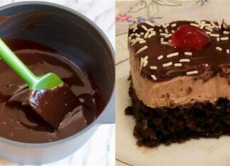 Εύκολη συνταγή για αφράτη πάστα σοκολατίνα με μους πραλίνας και γκανάζ σοκολάτας, ιδανική για κάθε περίσταση