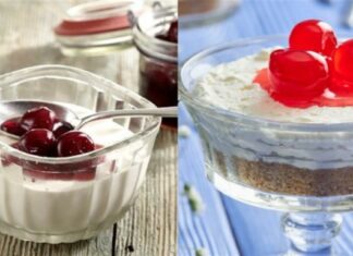 Να το «πιείς» στο… ποτήρι: Φθινοπωρινή συνταγή για μπισκοτογλυκό με γιαούρτι, λευκή σοκολάτα και μαρμελάδα βύσσινου