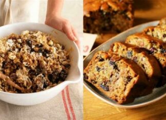 Υγιεινό κέικ βρώμης με αποξηραμένα φρούτα χωρίς βούτυρο και αλεύρι που μπορείτε να φάτε όσο θέλετε