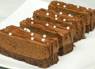 Υγιεινό γλυκό ψυγείου χωρίς ζάχαρη, με σοκολάτα και 4 μόνο υλικά, έτοιμο σε λίγα λεπτά