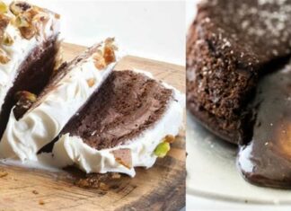 Σκέτη κόλαση: Χριστουγεννιάτικος κορμός με σοκολατένια μους και λευκή επικάλυψη σε 10′