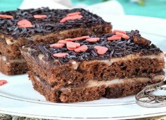 Πάστα ψυγείου με κέικ σοκολάτας και τρούφα