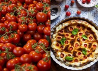 Σκέτος «πειρασμός»: Λαχταριστή ανοιχτή τυρόπιτα με ντοματίνια