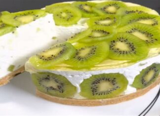 Γλυκό ψυγείου με ακτινίδιο και φυτική κρέμα