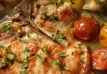 Ονειρεμένη συνταγή: Χοιρινές μπριζόλες στο φούρνο με μανιτάρια και πατάτες