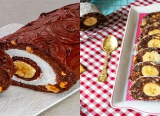 Αδυσώπητα νόστιμο και έτοιμο σε μόλις 5′ – Γλυκό ψυγείου με πραλίνα σοκολάτας, μπανάνα και μπισκότα