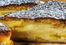 Υγιεινό κέικ ροδάκινο με ελαιόλαδο χωρίς ζάχαρη έτοιμο σε ελάχιστα λεπτά