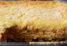 Νηστίσιμο παστίτσιο με πουρέ πατάτας και κιμά σόγιας