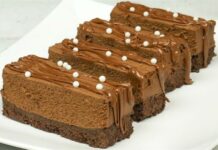 Υγιεινό γλυκό ψυγείου χωρίς ζάχαρη, με σοκολάτα και 4 μόνο υλικά, έτοιμο σε λίγα λεπτά