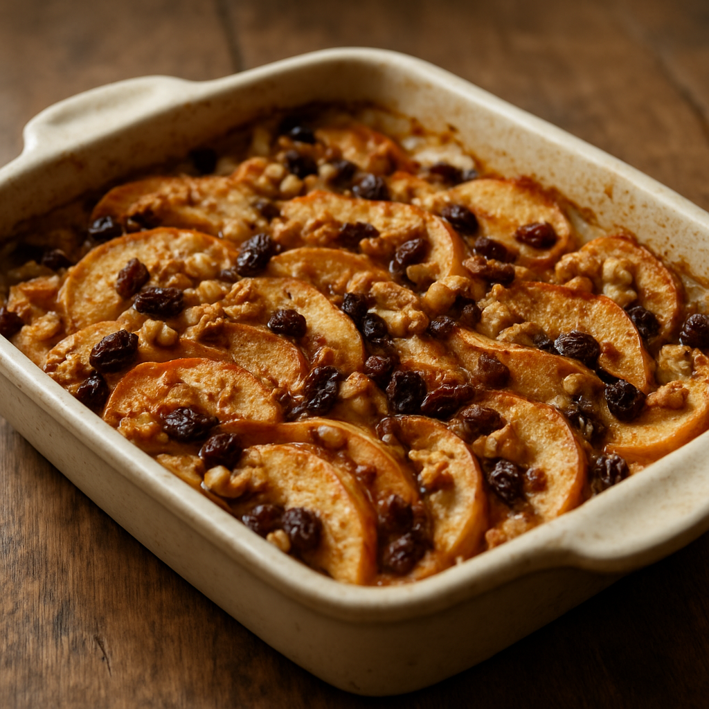 Νηστίσιμο γλυκό με μήλο και κανέλα σε μπολ, ψημένο στο φούρνο