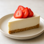 Υψηλής πρωτεΐνης cheesecake με φράουλες σε πιάτο