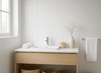 DIY minimal αλλαγές στο μπάνιο με καλάθια: απλές ιδέες που κάνουν τη διαφορά Minimal μπάνιο με ψάθινα καλάθια αποθήκευσης και καθαρές γραμμές διακόσμησης